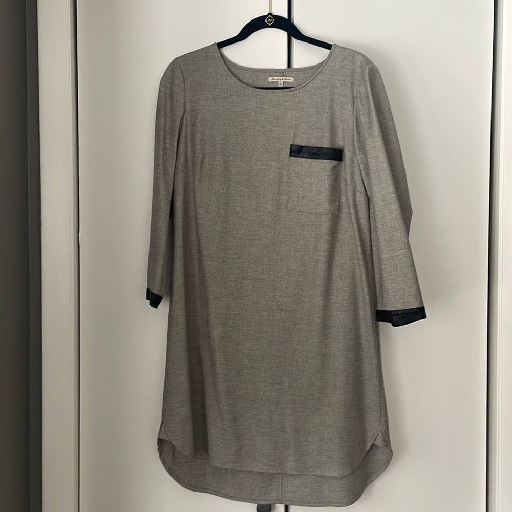 Madewell Broadway & Broome Wool Leather Trim Shift Dress